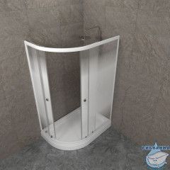 Душевое ограждение Тритон Коралл А R 120x80 профиль белый, стекло лайт Щ0000068950 (с поддоном)