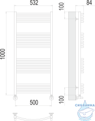 Полотенцесушитель водяной Terminus Классик П22 50х120 (нижнее подключение)