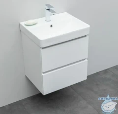 Тумба Aquanet Вега 50 с раковиной Aquanet Ирис 50 белый глянцевый