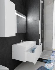 Тумба подвесная 1Marka Этюд 75 (1 ящик) с раковиной Анита 75 белый глянец