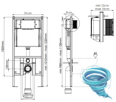 Инсталляция Loranto с кнопкой смыва в комплекте с унитазом Azario Grado c сиденьем Soft close (микролифт) 