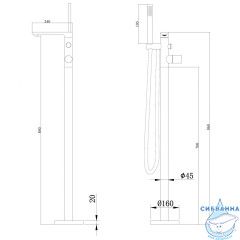 Смеситель ABBER Rund AF8715G напольный, золото матовое