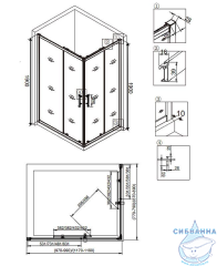 Душевое ограждение Veconi Rovigo 120x90 профиль хром, стекло прозрачное RV30-12090PR-01-19C3 (без поддона)