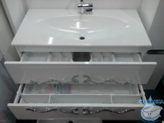 Тумба подвесная Aqwella Clarberg Due Amanti 100 DUE0110W белый, ручки хром с раковиной Elegance 100