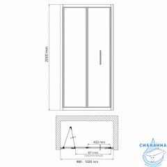 Дверь в нишу Wasserkraft Weser 100 см профиль хром, стекло прозрачное 78F12 