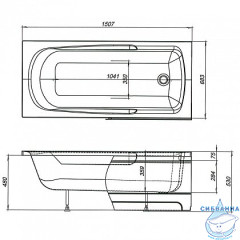 Акриловая ванна Aquanet Extra 150x70 с каркасом