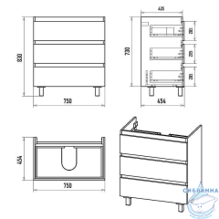 Тумба напольная Brevita Victory 80 серый с раковиной Dreja Luxury 80