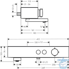 Смеситель для ванны Hansgrohe ShowerTablet Select 24340700 (белый)