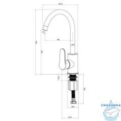 Смеситель для кухни, черный матовый, Poli, Milardo, POLBLJ0M05