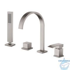 Смеситель ABBER Wasserfall AF8613SP на борт ванны, сатин