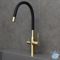 Смеситель для кухни Lemark Expert LM5083LGN-Black (золото/черный)