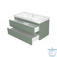 Тумба подвесная Brevita Victory 105 зеленый с раковиной Dreja Luxury 105