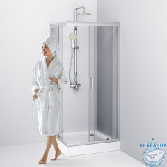 Душевое ограждение AM.PM Gem 90х90 W90G-403-090MT профиль серый, стекло прозрачное (без поддона) (без поддона)