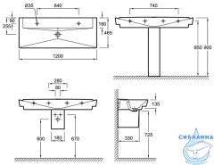 Раковина 120 см Jacob Delafon Reve E4824-00