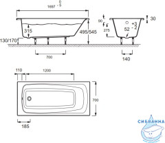Ванна акриловая Jacob Delafon Patio 170x70