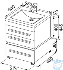 Мебельная раковина Aquanet Нота 58