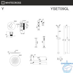 Термостатическая душевая система скрытого монтажа WHITECROSS Y YSET09GL (золото)
