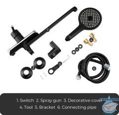 Смеситель для ванны Gappo G2203-6 с аксессуарами (хром/черный)