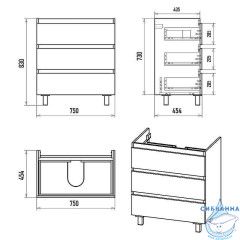 Тумба напольная Brevita Victory 80 белый матовый с раковиной Dreja Luxury 80