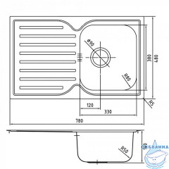 Мойка, нерж. сталь, шелк, 780*480, Strit S, IDDIS, STR78SDi77