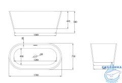 Акриловая ванна Grossman Forta GR-1503MB 170X75 с каркасом (белый/черный матовый)