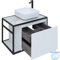 Тумба Aquanet Nova Lite Loft 75R 261649 с раковиной City-1 39 белый глянец