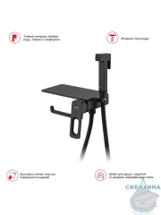 Встраиваемый смеситель с гигиеническим душем Raglo R51.55.06 (черный матовый)