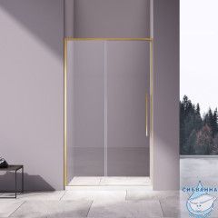 Дверь в нишу Vincea Slim-N 110 профиль брашированное золото, стекло прозрачное VDS-4SN110CLG