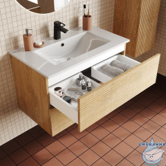 Тумба с умывальником Iddis Bild 80 см дуб светлый