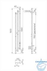 Полотенцесушитель электрический Indigo Sky PRO (с таймером) 17х150 белый матовый  (с возможностью скрытого подключения, подключение R)