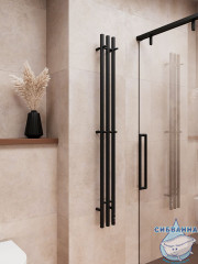 Полотенцесушитель электрический Terminus Tres 16х160 круглая (с возможностью скрытого подключения) (черный матовый)