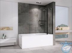 Шторка для ванны ABBER Ewiges Wasser 100х140 AG50100B профиль черный, стекло прозрачное