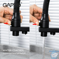 Смеситель для кухни Gappo G4317-6 (черный матовый)