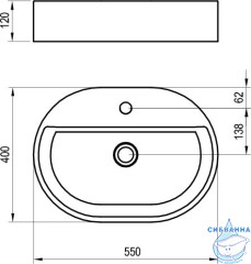 Раковина на столешницу 55 см Ravak Ceramic XJX01155003