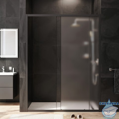 Дверь в нишу AM.PM X-Joy W90G-150-1-195BM 150x195 профиль черный, стекло матовое