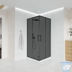 Душевое ограждение Veconi Evo 300 100x100 профиль графит, стекло тонированное E3-GR-100100-12-C9 (без поддона)