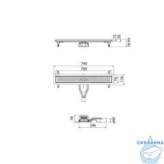 Лоток душевой, сифон 360, комбинированный затвор, перфорированная решетка, 700мм, черный, IDDIS, 975B7BL20DZ