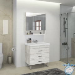 Шкаф-зеркало Comforty Никосия 80 дуб белый