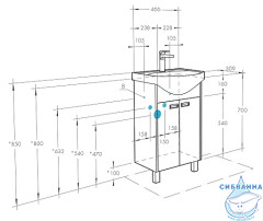 Тумба Акватон Бекка 50 с раковиной Смайл 50 белый/дуб сомерсет