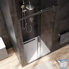 Дверь в нишу AM.PM Gem W90G-100-1-195BT 100 см профиль черный, стекло прозрачное