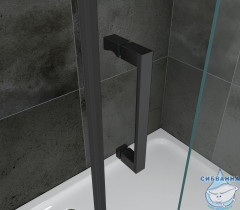 Дверь в нишу ABBER Komfort AG93140B 140x200 профиль черный , стекло прозрачное (с доводчиком)