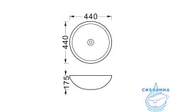 Раковина на столешницу 44 см Aquatek AQ5354-MG