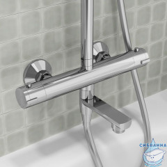 Душевая система с тропическим душем и изливом с термостатом, хром глянцевый, Kero, IDDIS, KERSBSTi06