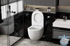 Унитаз подвесной безободковый Abber Bequem AC1100MW с сиденьем Soft Close (микролифт) (белый матовый)