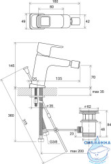 Смеситель для биде Ravak 10° TD 055.00, X070067	 (с донным клапаном)