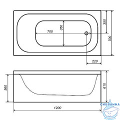 Акриловая ванна Тритон Стандарт 120x70 с ножками