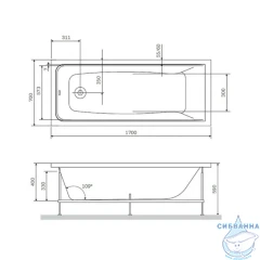 Акриловая ванна AlbaSpa Gamma 170х70