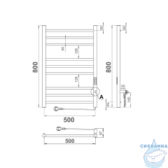 Полотенцесушитель электрический Indigo Line Trinity П9 (с таймером) 50х80 золото матовое (с возможностью скрытого подключения, подключение R/L)