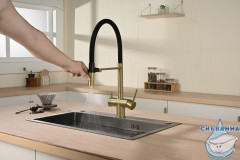Смеситель для кухни Vincea VKF-120BG (золото/черный)