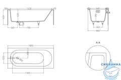 Ванна из искусственного камня Salini Fabia 180x80 (материал S-Sense, белый матовый)